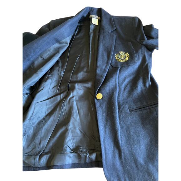 Vintage Herman Geist Size 8 Navy Blue Wool Blazer Preppy Classic - Picture 10 of 10